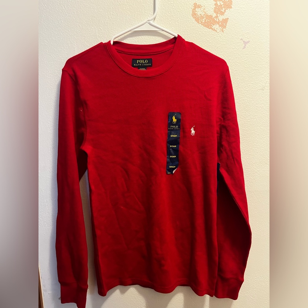 NWT Polo by Ralph Lauren Red Knit Sleepwear Shirt Size Small